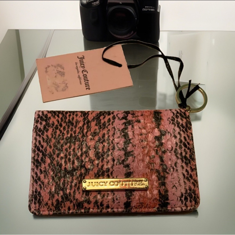NWT Juicy Couture PINK Snakeskin Print Faux Leather Wallet